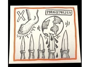 Keith Haring AGAINST ALL ODDS 1990 Lithograph W/ COA - #C