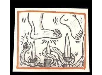 Keith Haring AGAINST ALL ODDS 1990 Lithograph W/ COA - #D
