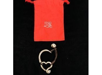 Uno De 50 Silver Plate Heart Bracelet - #A-2