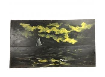 Signed Joseph Splendora Seascape Oil On Canvas Painting - #AR1