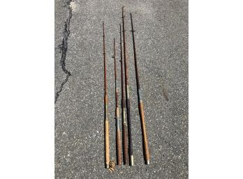 Vintage Bamboo Deep Sea Fishing Rods, Set Of 5 - #W2
