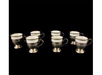 Rosenthal Selb-Germany U.S. Zone Porcelain Demitasse Cups With Sterling Silver Holders - #S12