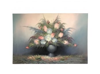 Floral Still Life Oil On Canvas Painting, Signed Cox - #AR2