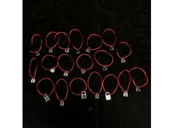 Uno De 50 Red Cord Silver Plate Locket Bracelet, Collection Of 19 - #B-3