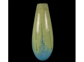 Cristalleria Ann Primrose Pulled Feather Murano Art Glass Vase - #BS