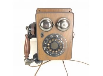 Vintage Wooden Western Electric Replica Rotary Wall Telephone - #S4-2