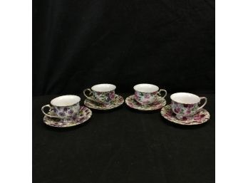 Floral Porcelain Teacups & Saucers By Ornamental Collectibles - #S4-2