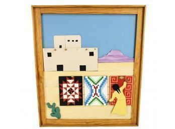 Pueblo Village Hand Carved Wall Painting - #AR1