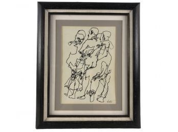 Signed Hal Gorta Drawing, MULTIPLE CONTOURS OF AN ELDERLY MAN - #AR2