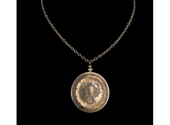 1776-1976 Bicentennial Zodiac Pendant Necklace, Gold Tone - #A-3