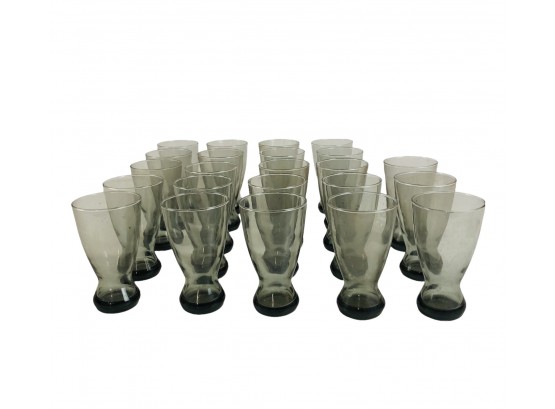 Mid-Century Smoked Glass Tumblers, 23-Pieces - #S3-1