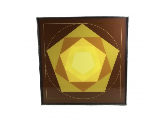 Large Brown & Yellow Abstract Optic Art - #W2