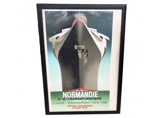 A.M. Cassandre Normandie Lithographic Poster, Printed In France - #AR1 (Pink)