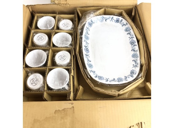 Stephanie By Noritake China Set - Progression, Blue Floral Border - Made In Japan - #S4-1