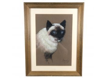 1987 Signed Original Pastel, Siamese Cat - #AR1