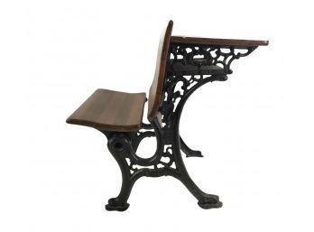 The New Caxton Cast Iron & Wood Children's School Desk W/ Folding Seat - #LR1