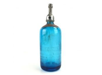 Boulevard Beverage Blue 26 Oz Seltzer Bottle Bronx NY - Made In Czechoslovakia - #S12