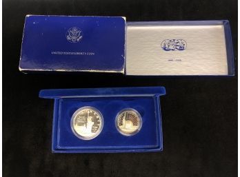 1986 Statue Of Liberty Commemorative Silver Dollar & Half Dollar Coins - #OC-1