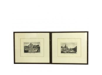 Pair Of Italian Prints, Basilica & Piazza Navona - #W1