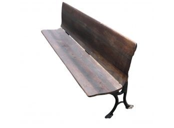 Antique Wooded Church Pew With Cast Iron Legs - #RR1