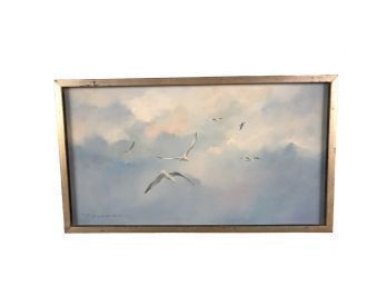 Listed Artist Rafael DeSoto Jr. Signed Oil On Canvas, Seagulls - #S1-3