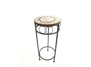 Wrought Iron & Mosaic Tile Plant Stand - #LR2-F