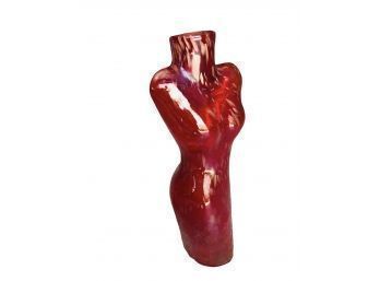 Mid-Century Red Blown Glass Figural Female Lamp Base - #BS