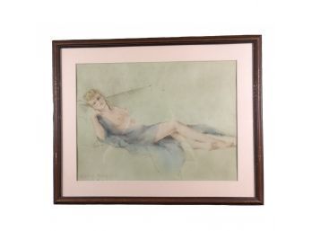 Listed Artist Walter Brough Female Nude Art Print, Signed In Plate - #AR1