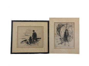 Pair Of Nautical Etchings, Signed Gordon Grant - #S5-3