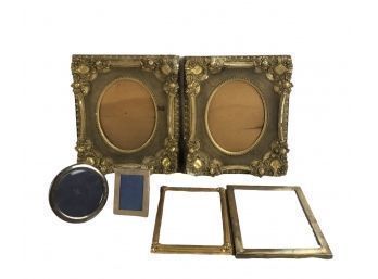 Collection Of Sterling Silver & Antique Gilded Wood Picture Frames - #S1-2 (Pink)