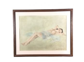 Listed Artist Walter Brough Female Nude Art Print, Signed In Plate - #S9-3