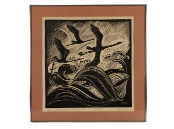 UNTIL I CROSS THE SEA Woodcut Print, Signed Vitaliy Lytvyn #23/200 - #AR1 (374-4)