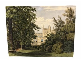 British Ink & Watercolor Painting, New College - University Of Oxford Gardens - #S8-5