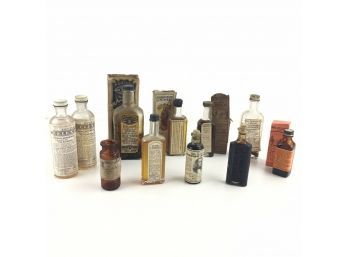 Collection Of Vintage Labeled Liniment Bottles - Rattler Liniments, Tuttles - #B1