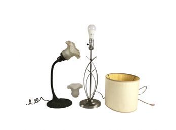 Antique Art Nouveau & Modern Polished Nickel Table Lamps, WORKS - #RR2
