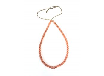 Orange Beaded Necklace, Possibly Coral Or Orange Jasper - #B-1
