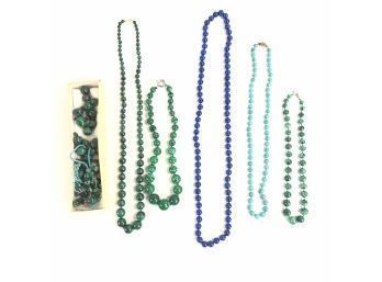 Collection Of Turquoise & Malachite Beaded Necklaces - #B1 (212-325)