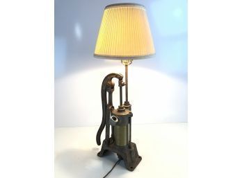 Antique Folk Art Cast Iron Water Pump Table Lamp - #LR2