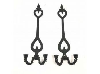 Wrought Iron Heart Sconce Candle Holders - Set Of 2 - #S6-2