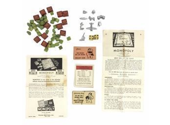 1936 Monopoly Game Pieces, Cards & Instructions - #A-3 (Pink)