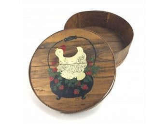 Vintage 1986 Hand Painted Wooden Cheese Box - #S3-2