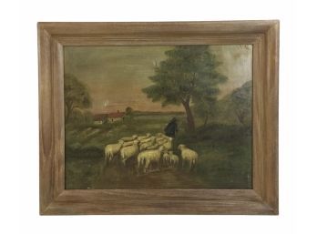 Antique Farmscape Oil On Canvas - #W1