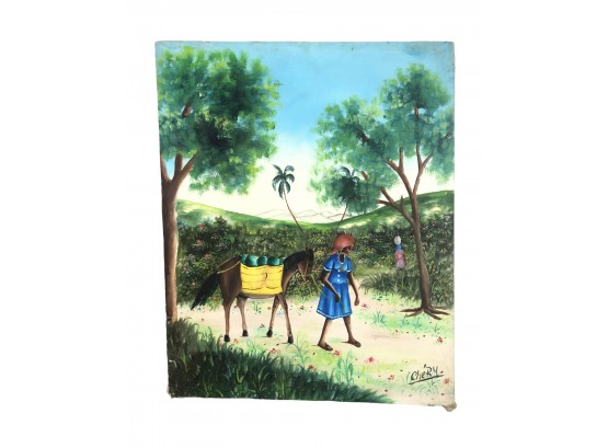 Signed Jean Reny Chery Haitian Oil Painting On Canvas - #S8-5