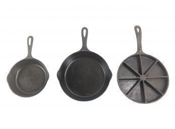 Griswold Cast Iron Skillets & Wagner Cast Iron Corn Bread Skillet - #S10-3