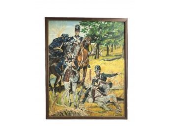 American Revolution Oil On Canvas Painting, Signed K. Wetter  - #AR1