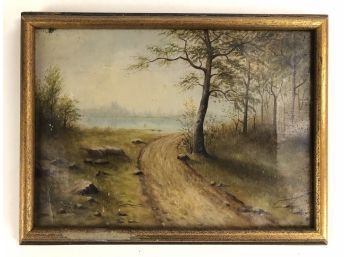 Antique Oil On Canvas Landscape Painting - #S8-3