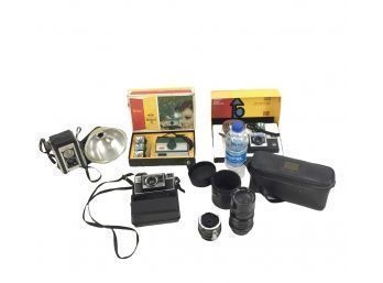Vintage Kodak Instamatic Cameras, Vivitar 70-150mm Lenses, Kodak Duaflex II Camera - #D