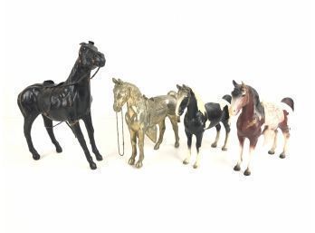 Collection Of Vintage Toy Horses & Brass Horse Statue - #S1-2