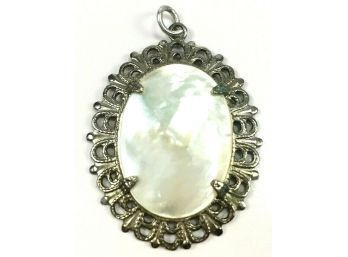 Vintage Abalone Mother Of Pearl Oval Pendant - #C