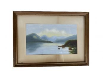 Mountain Lakeside Landscape On Board Painting - #S3-2